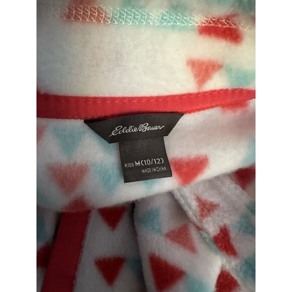 Eddie Bauer Girls 1/4 Zip Fleece Sweater, Printed White, Size M (10/12) - Picture 3 of 4